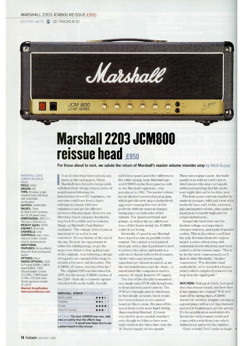 Marshall Amplification 2203 User manual