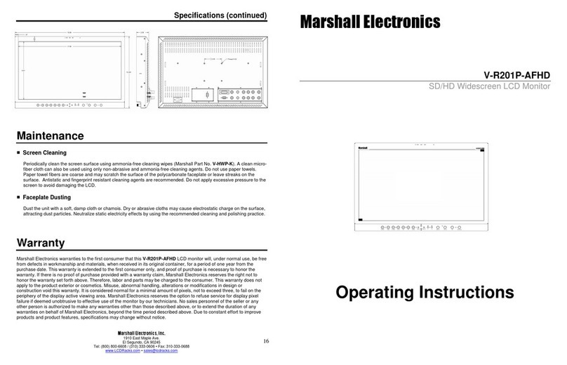 Marshall Electronics SD/HD Widescreen LCD Monitor V-R201P-AFHD User manual