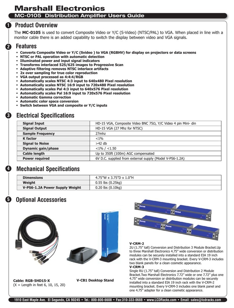 Marshall Electronics OPTIONAL ACCESSORIES MC-0105 User manual Marshall Electronics OPTIONAL ACCESSORIES MC-0105 User manual