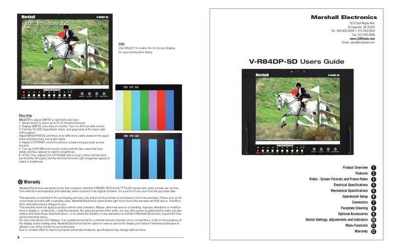 Marshall Electronics 8.4-inch TFT/LCD Monitor V-R84DP-SD User manual