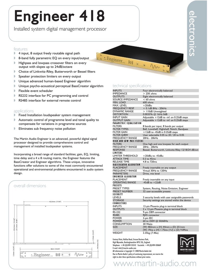 Martin Audio Installed System Digital Management Processor Engineer... Technical specifications
