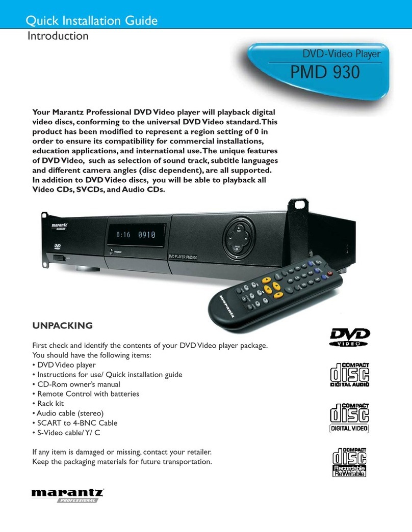 Marantz PMD930 Quick installation guide