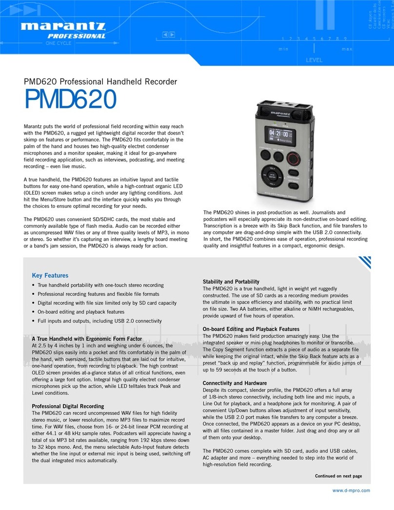Marantz PMD620 User manual
