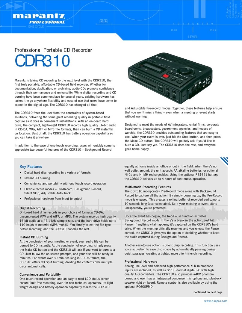 Marantz CDR310 brochure