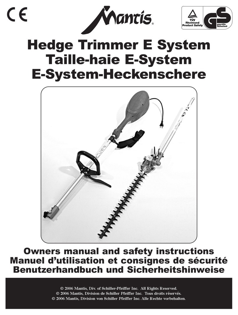 Mantis Hedge Trimmer E System Owner's manual and safety instructions
