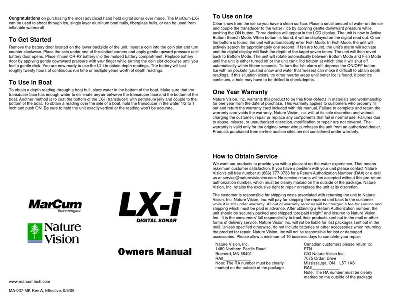 Marcum Technologies Digital Sonar LX-i owner's manual