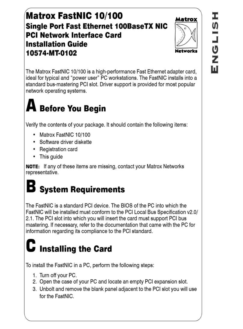 Matrox FastNIC 10/100 10574-MT-0102 installation guide