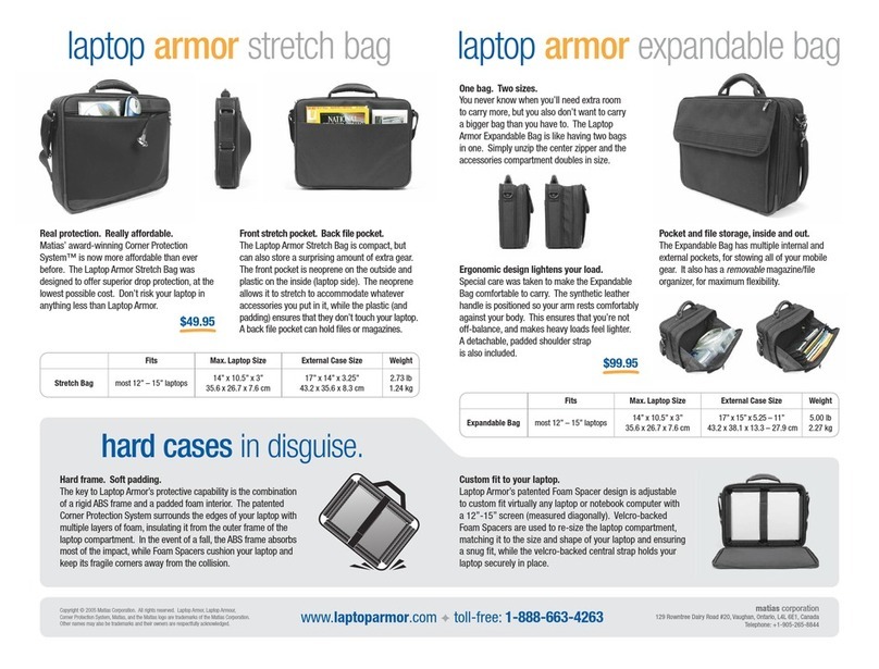 Matias Laptop Armor Stretch Bag Specification sheet
