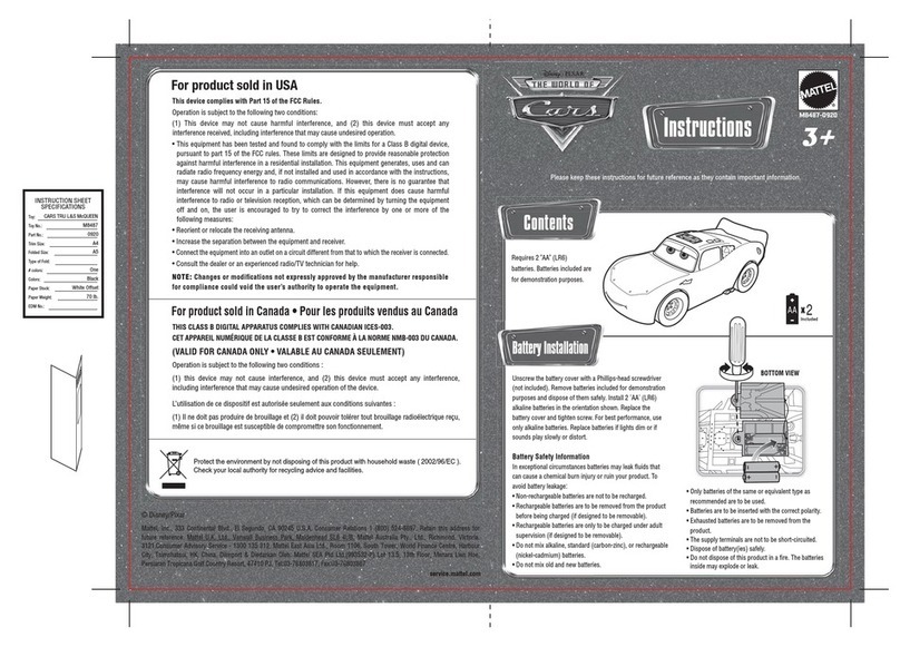 Mattel CARS M8487-0920 instructions
