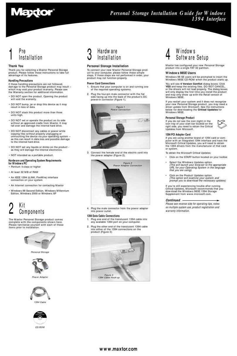Maxtor 1394 External Storage User manual