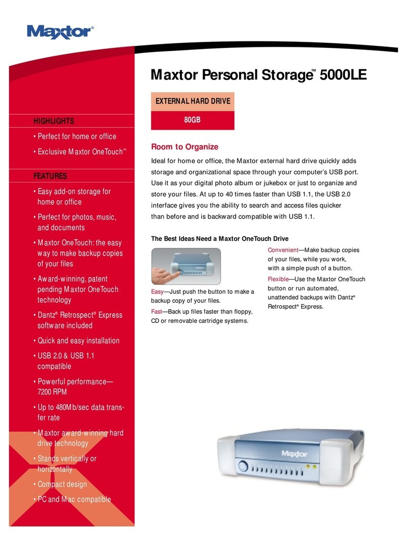 Maxtor Personal Storage 5000LE Specifications Maxtor Personal Storage 5000LE Specifications
