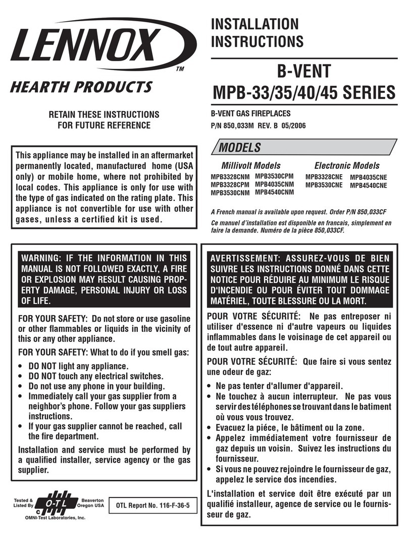 Lennox Hearth Products MPB3328CNE installation instructions