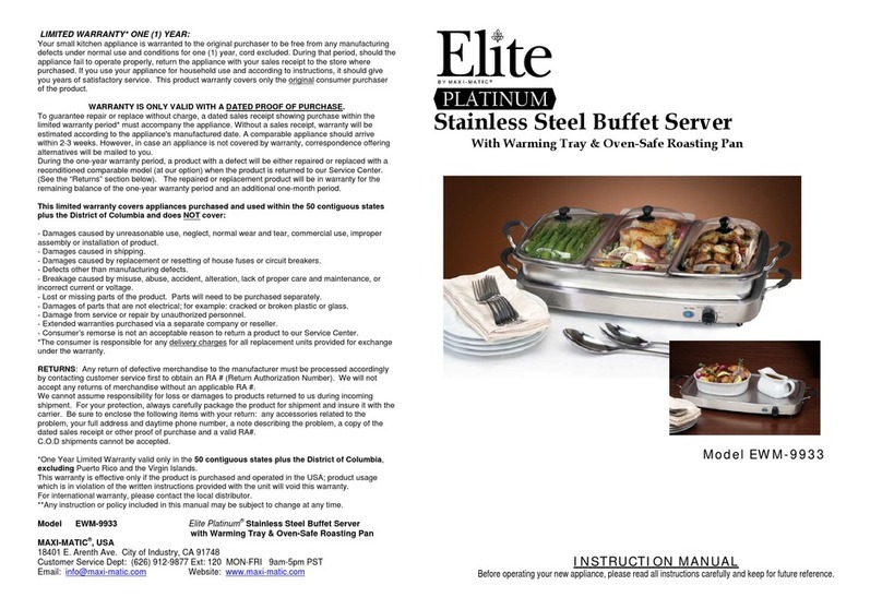Maxi-matic ELITE PLATINUM EWM-9933 instruction manual