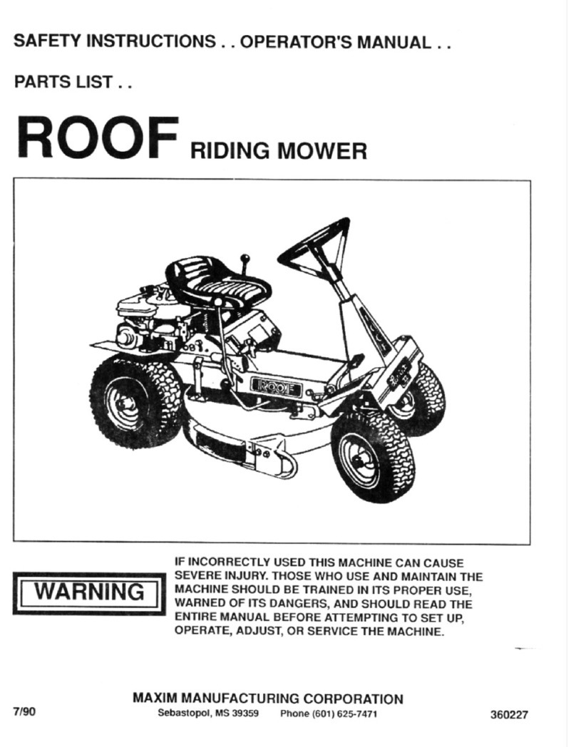 Maxim Roof Riding Mower Product manual