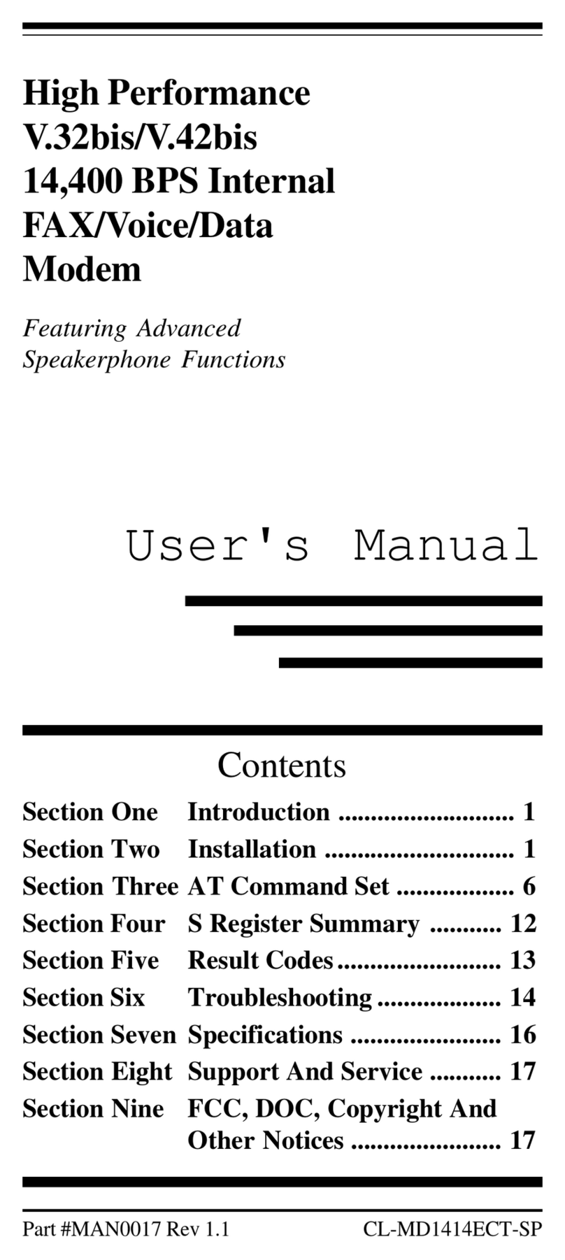 MaxTech xm144ic V.32bis user manual