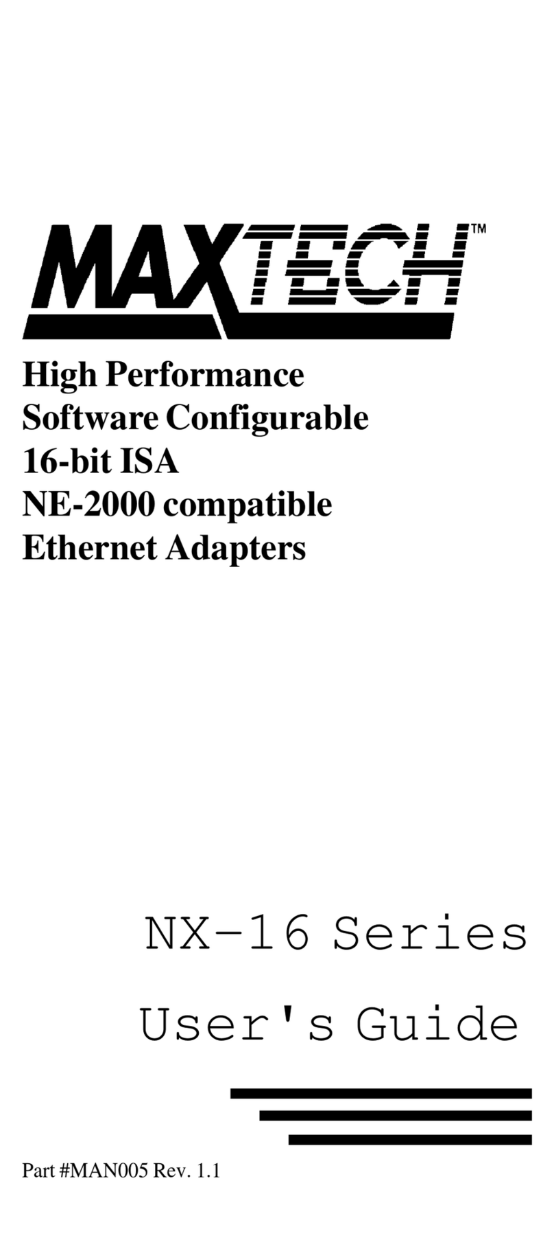 MaxTech NX-16 Series user guide
