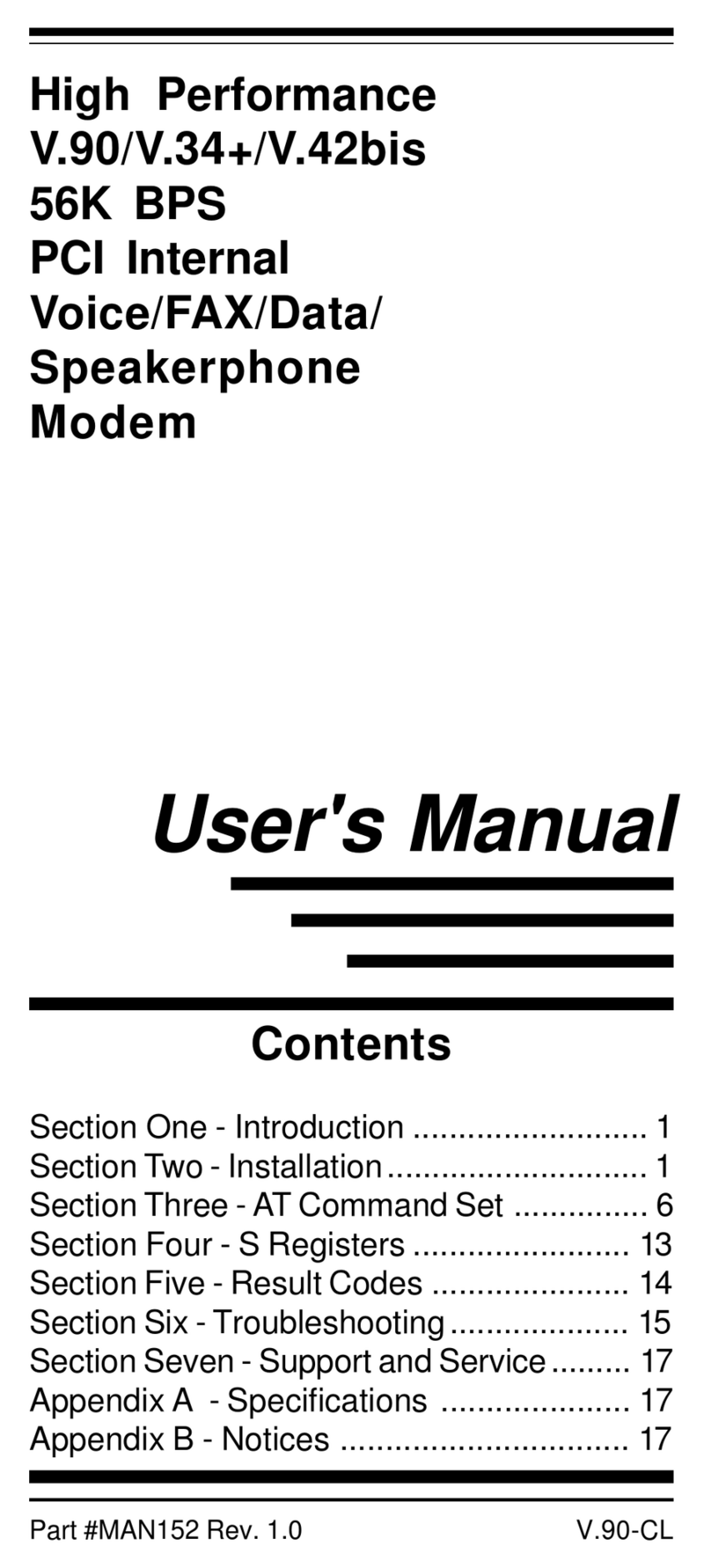 MaxTech PCI Internal Voice/FAX/Data/Speakerphone... User manual