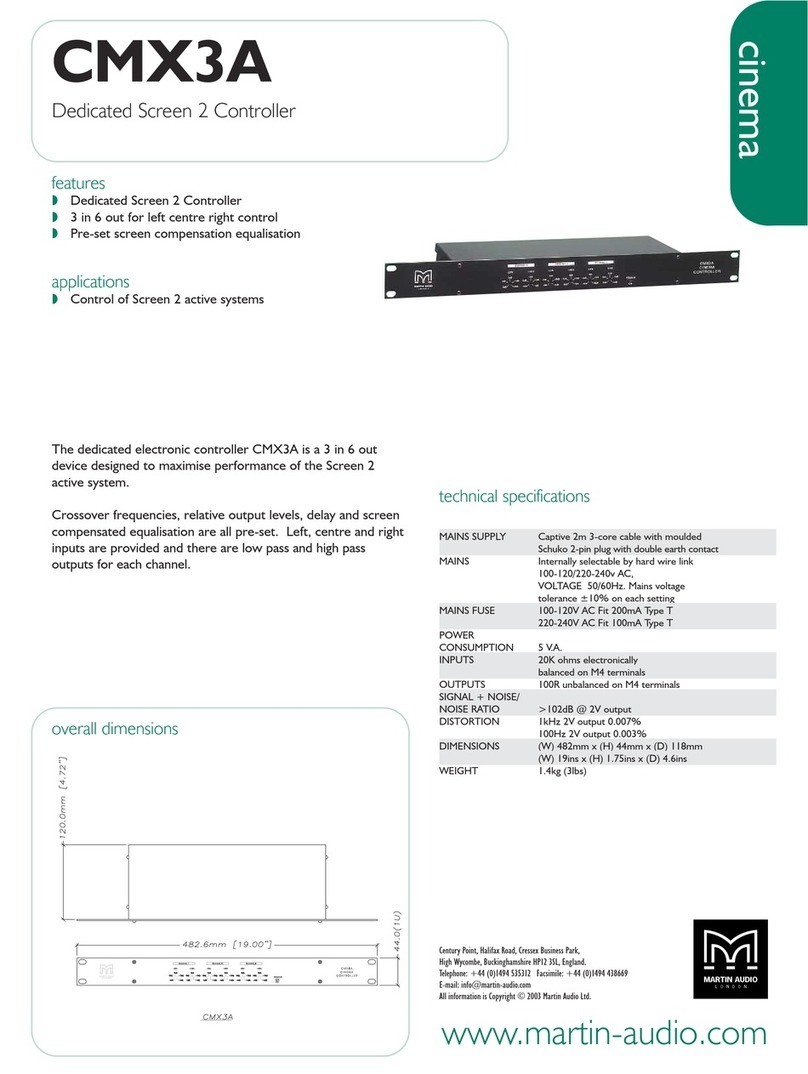 Martin Audio Dedicated Screen 2 Controller CMX3A Specifications
