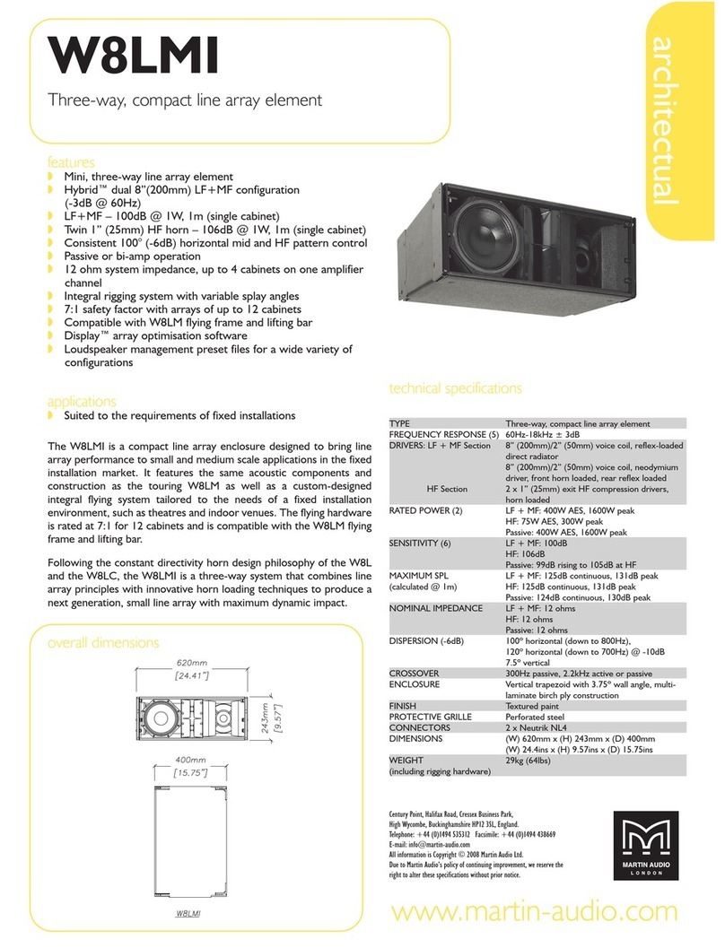 Martin Audio W8LMI Specification sheet Martin Audio W8LMI Specification sheet