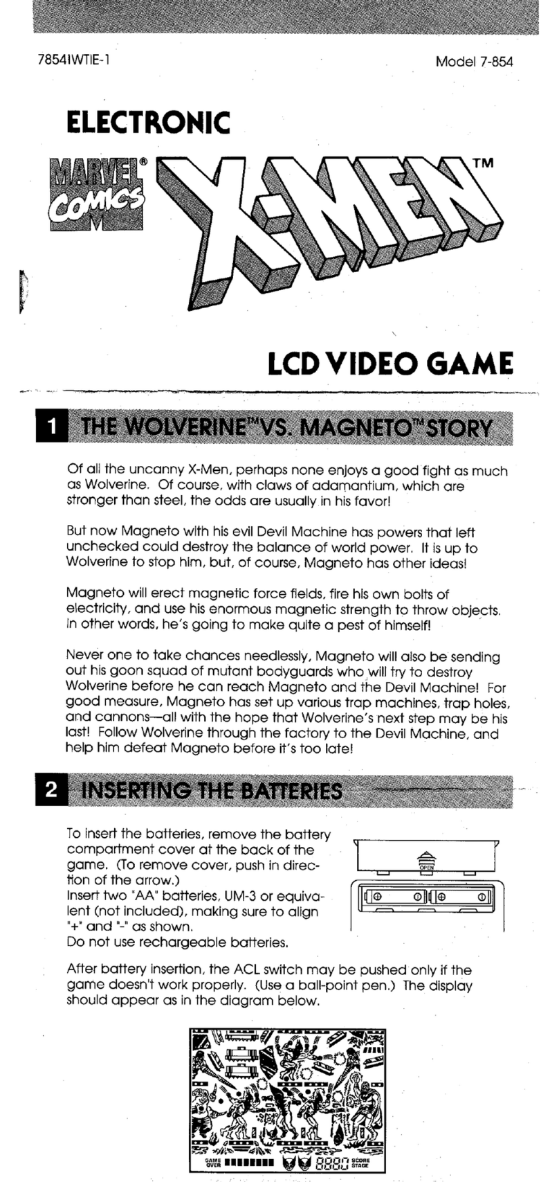 Tiger Electronics X-Men Electronic 7-854 instruction manual Tiger Electronics X-Men Electronic 7-854 instruction manual