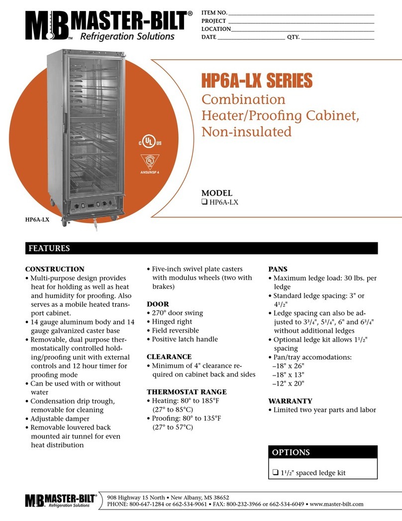 Master Bilt Combination Heater/Proofing Cabinet Non-insulated HP6A-LX... Specifications