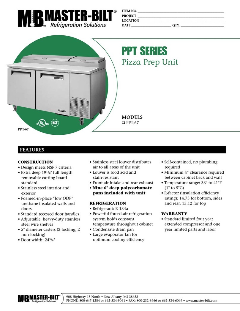 Master Bilt Pizza Prep Unit PPT-67 Specifications