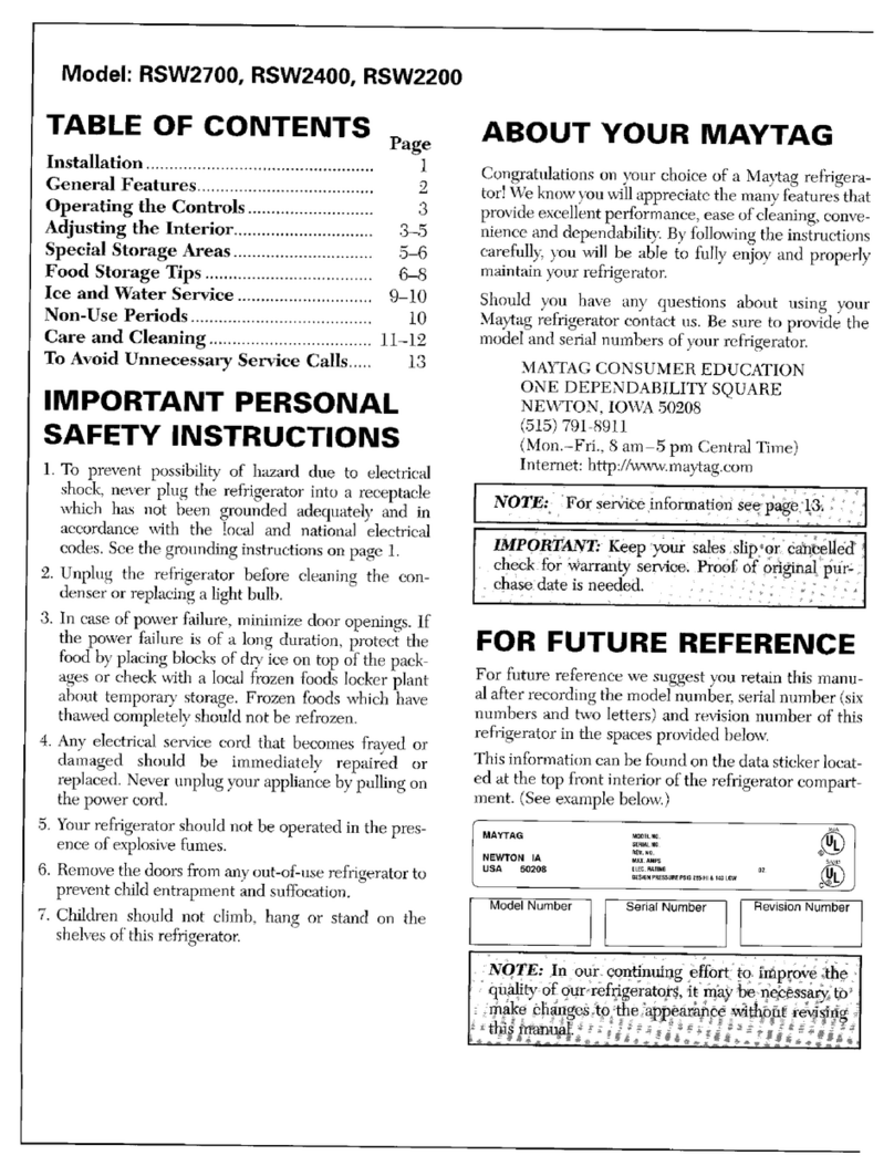 Maytag RSW2200 use & care Maytag RSW2200 use & care