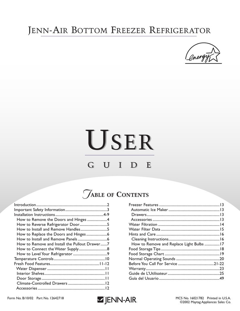 Jenn-Air BOTTOM FREEZER REFRIGERATOR User manual