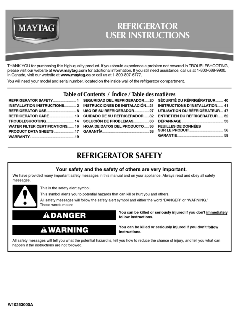 Maytag MFT2771WEM - 27 cu. Ft. Refrigerator User manual Maytag MFT2771WEM - 27 cu. Ft. Refrigerator User manual