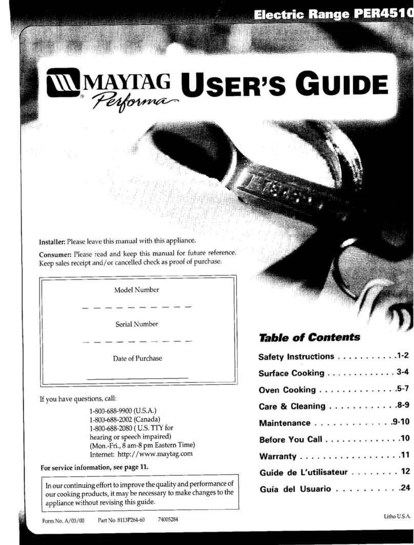 Maytag PERFORMA PER4510 User manual Maytag PERFORMA PER4510 User manual