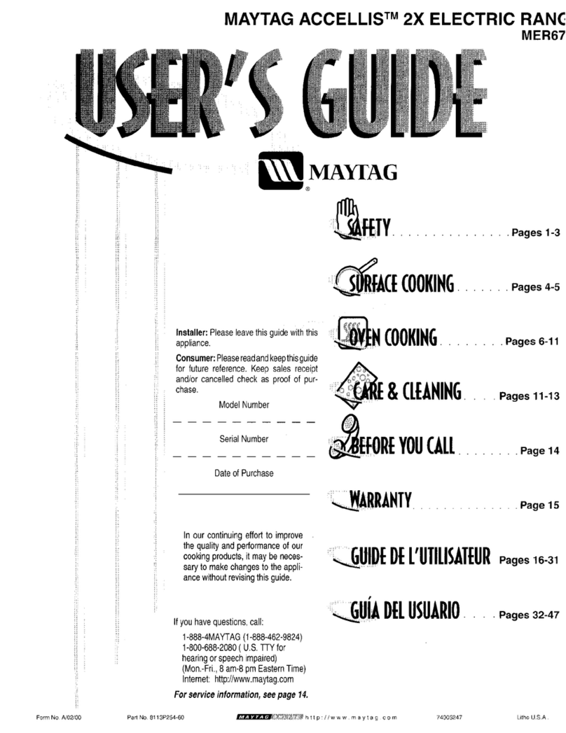 Maytag ACCELLIS MER67 user guide Maytag ACCELLIS MER67 user guide