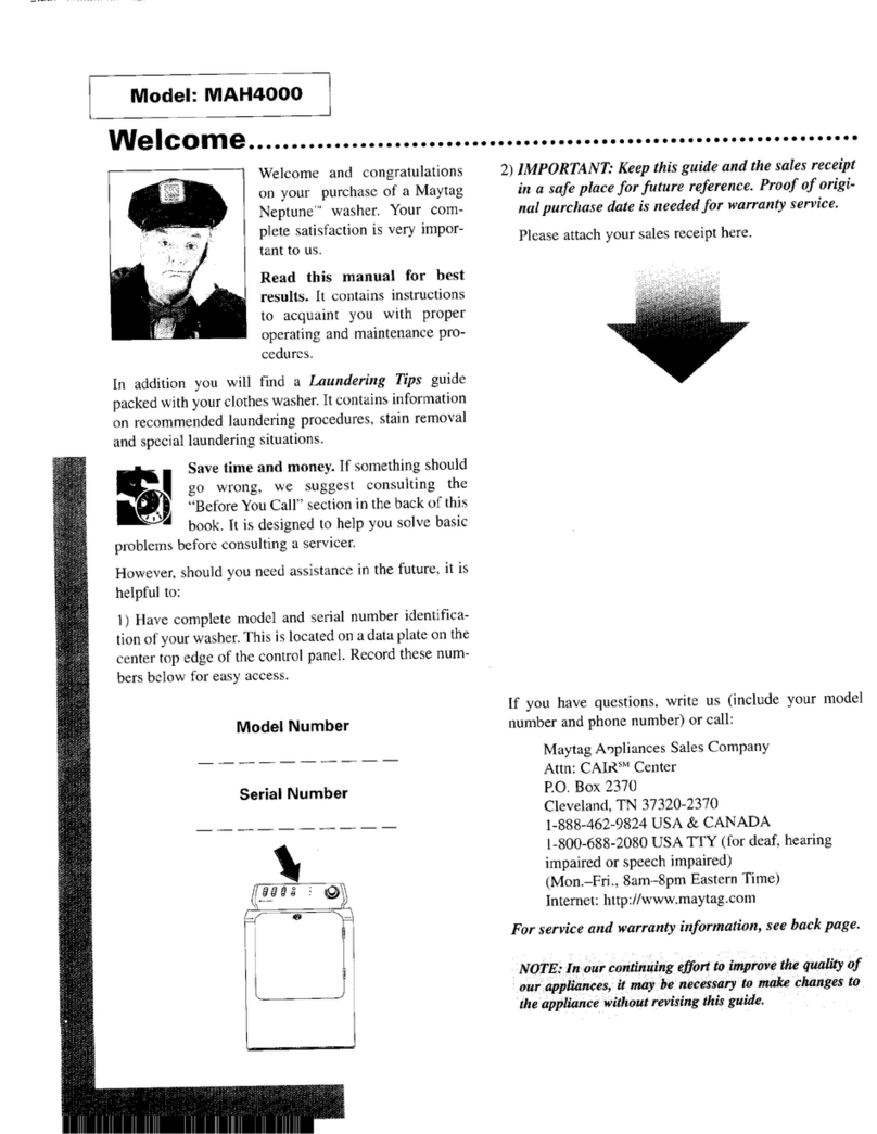 Maytag Neptune MAH4000 User manual