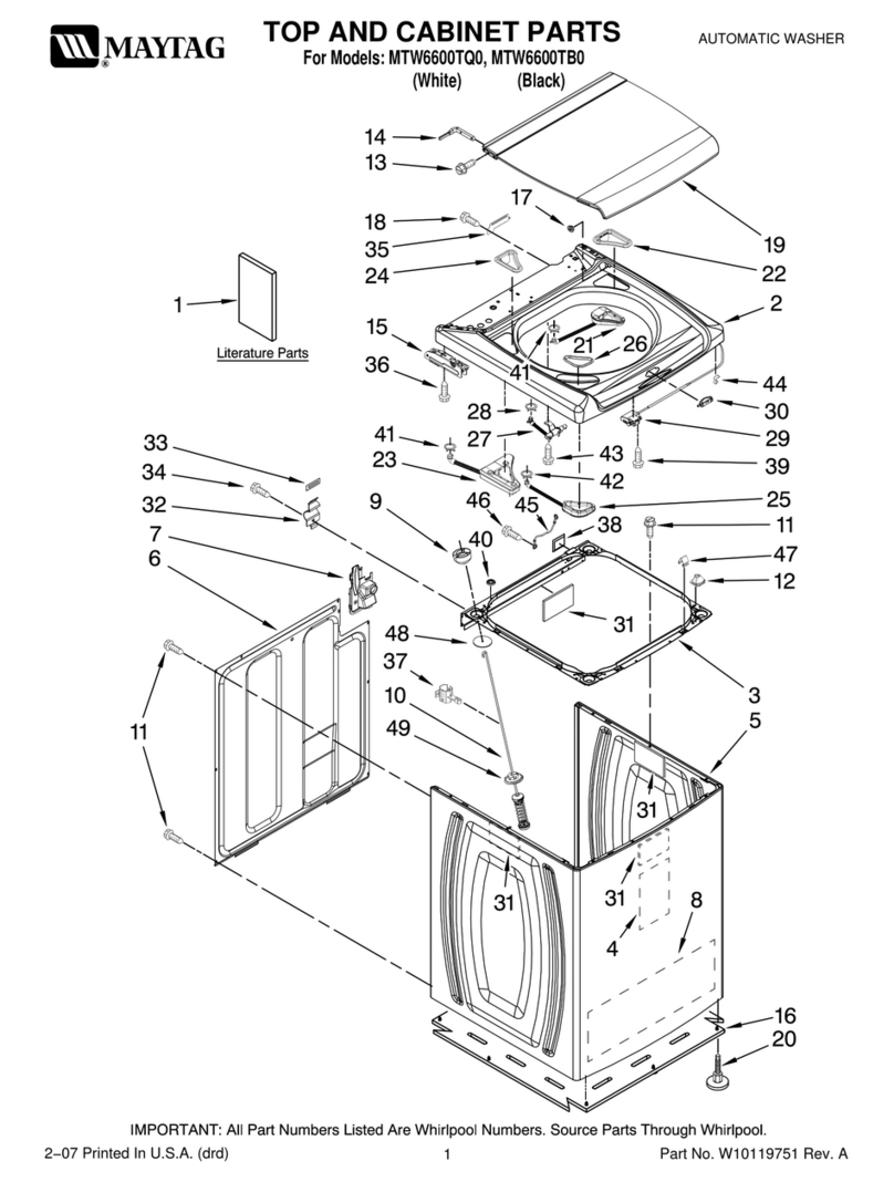 Maytag BRAVOS MTW6600TB0 parts list