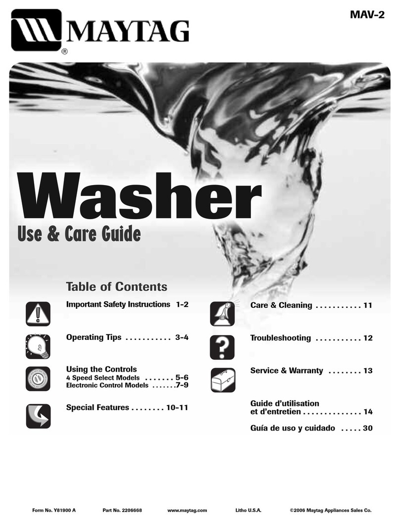 Maytag MAV MAV-2 Use and care guide