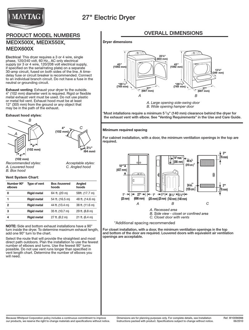 Maytag MEDX500X User instructions
