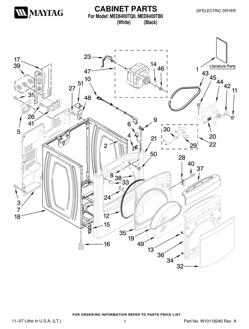 Maytag MED6400TB0 parts list