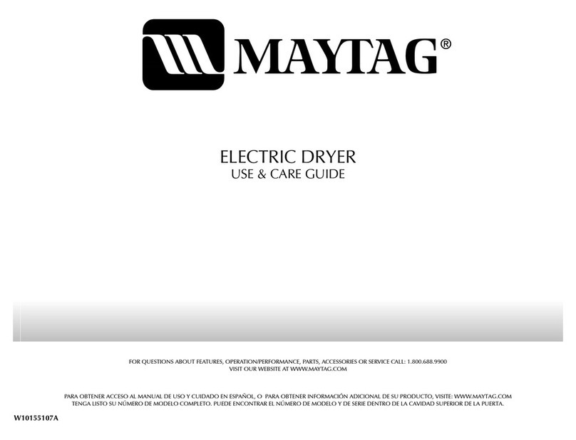 Maytag MED5801TW - 7.4 cu. Ft. Electric Dryer User manual