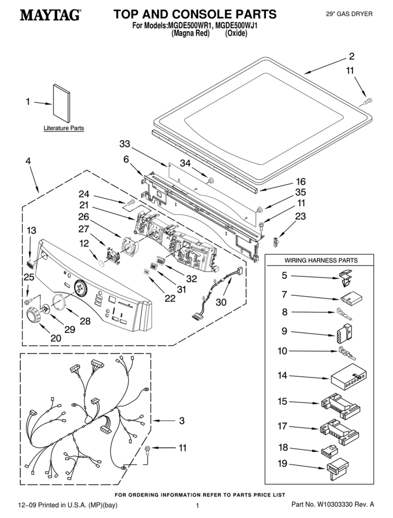 Maytag MGDE500WJ1 parts list