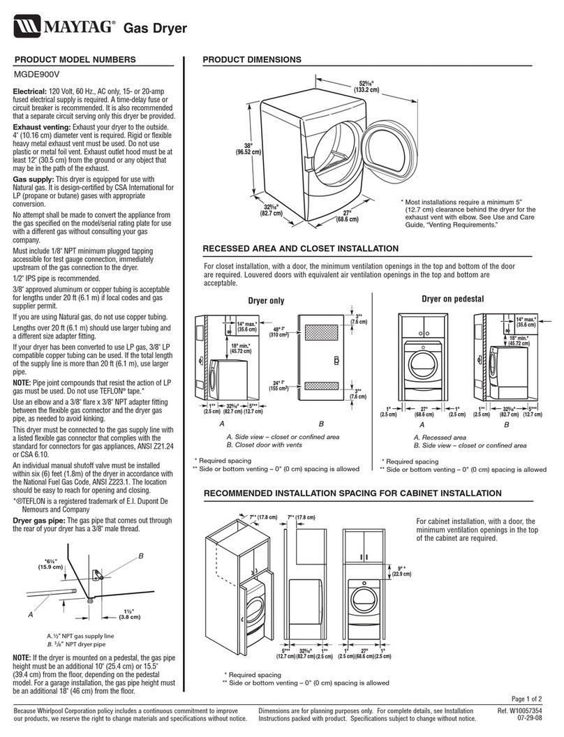 Maytag MGDE900V Dimension Guide