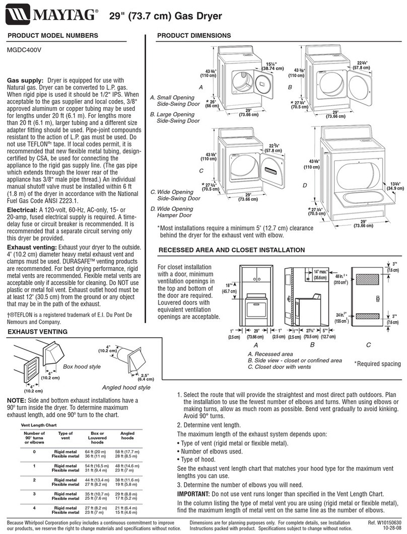 Maytag MGDC400V User instructions