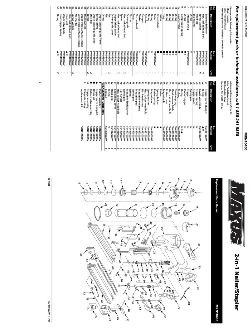 Maxus MXN10400 Replacement parts manual