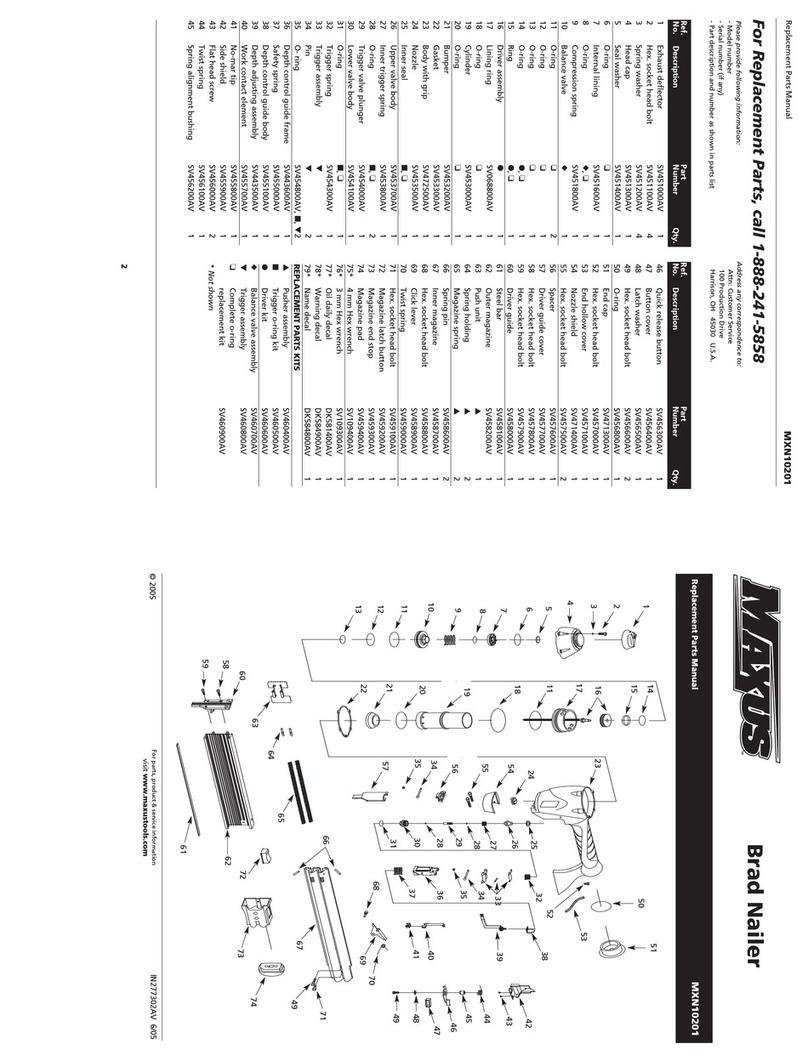 Maxus MXN10201 Replacement parts manual