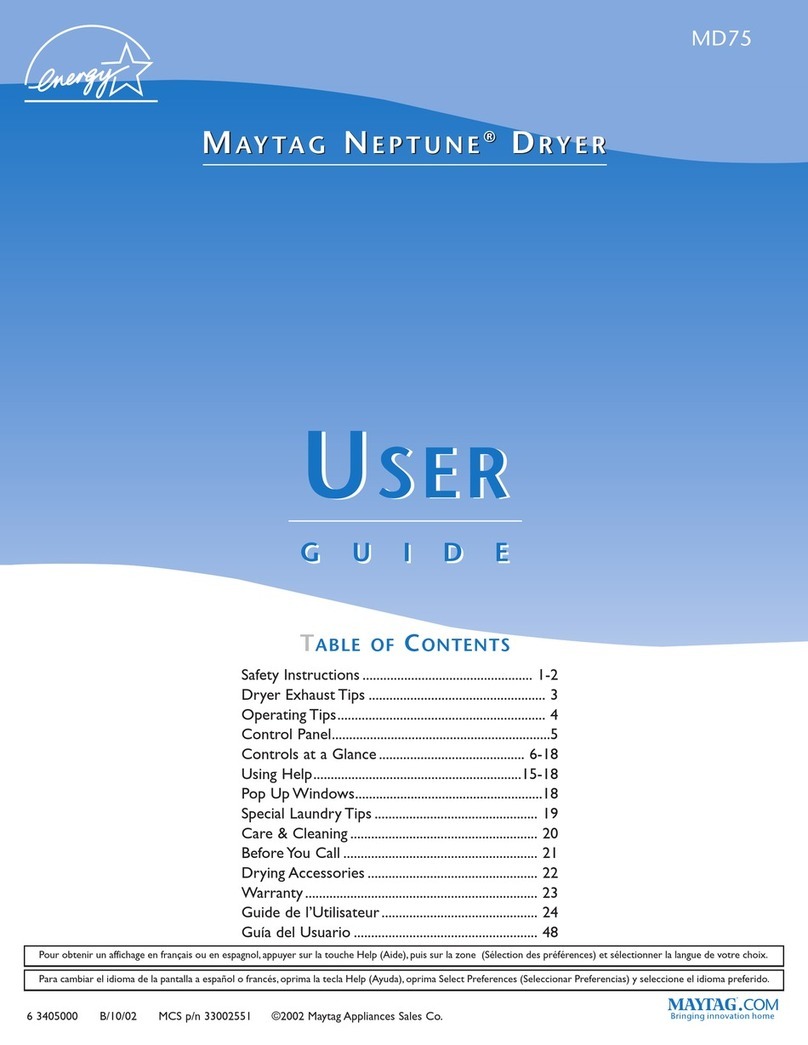Maytag NEPTUNE MD75 user guide
