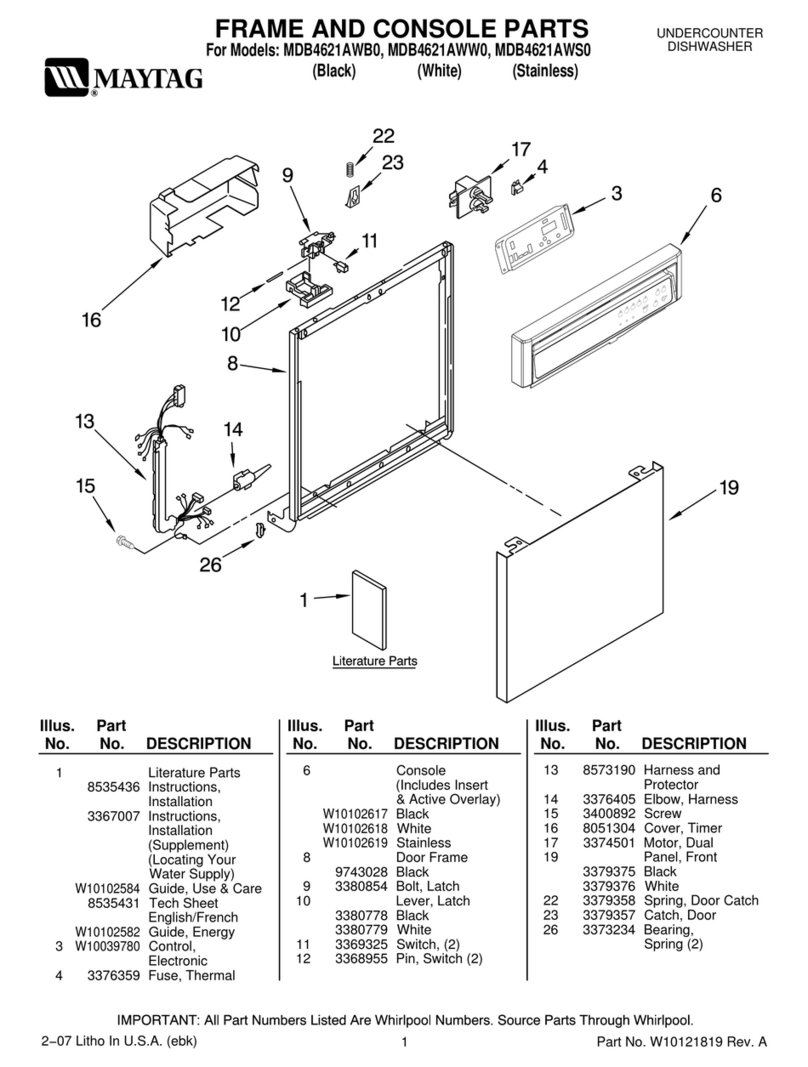 Maytag MDB4621AWB - Full Console Dishwasher parts list