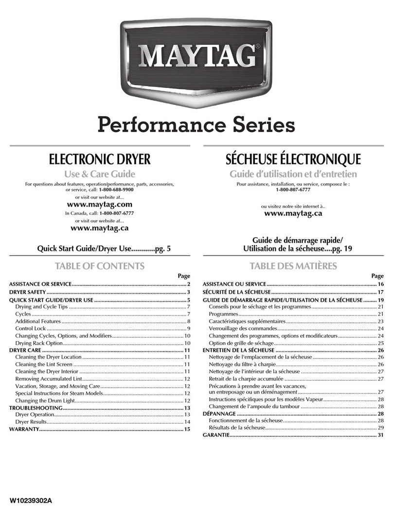 Maytag W10239302A Use & care guide