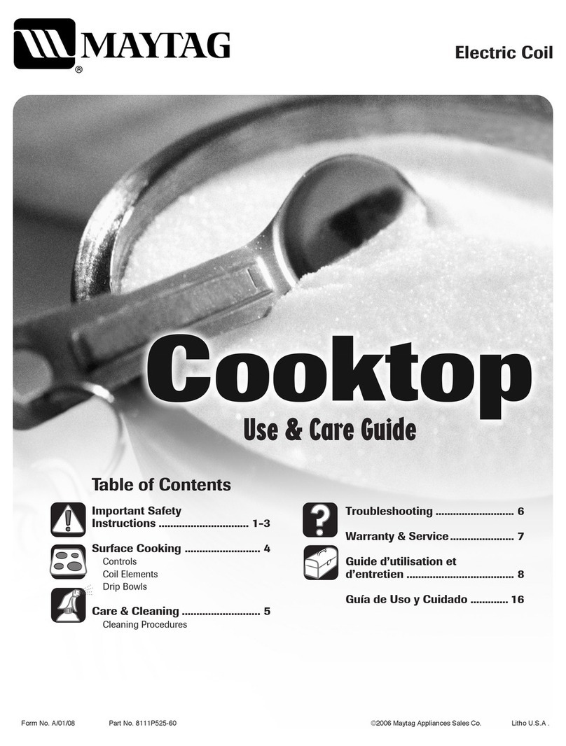 Maytag MEC4430AAW - 30 Inch Electric Cooktop Use and care guide