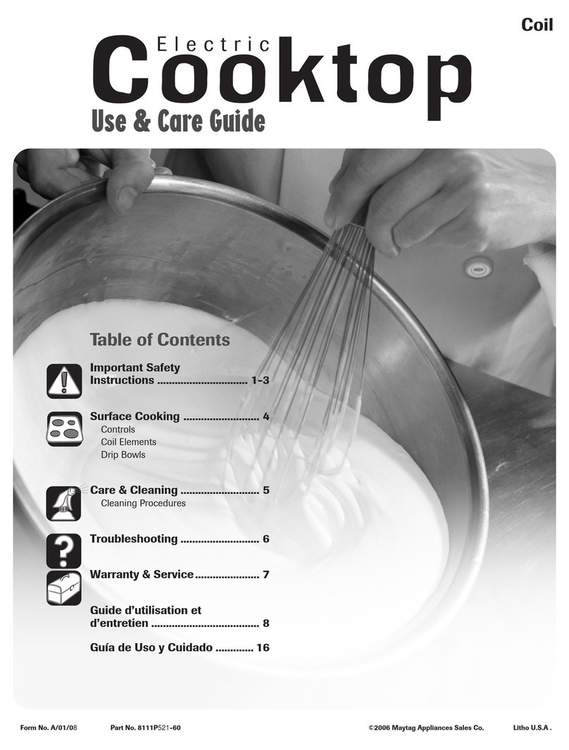 Maytag MEC4436AAW - 36 Inch Electric Cooktop Use and care guide