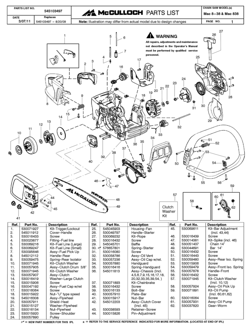 McCulloch Mac 8-38 parts list