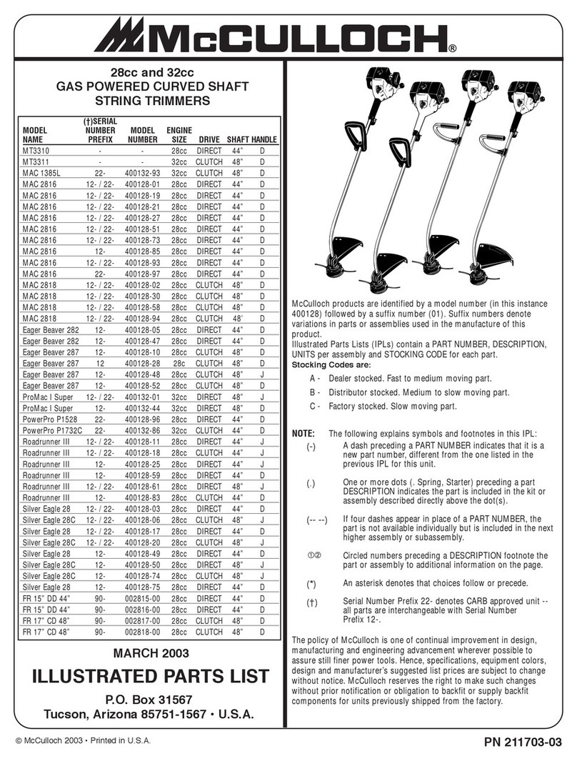 McCulloch 32CC TRIMMER Illustrated parts list