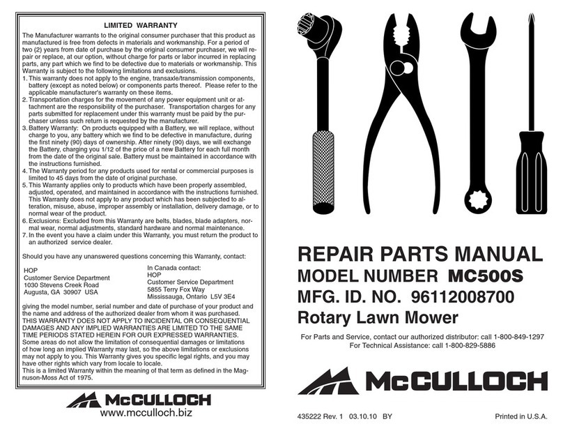 McCulloch MC500S Repair parts manual